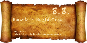 Boszák Boglárka névjegykártya